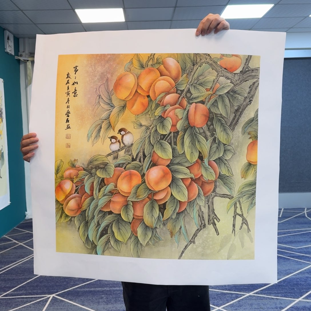 国画李庆友四尺斗方花鸟