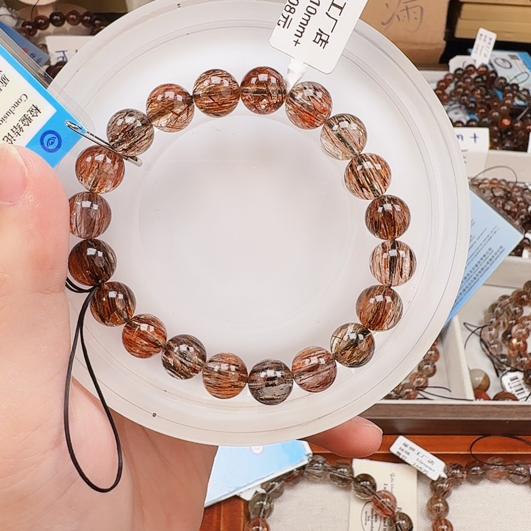 水晶未镶嵌手链天然水晶黑金超七直播间链接