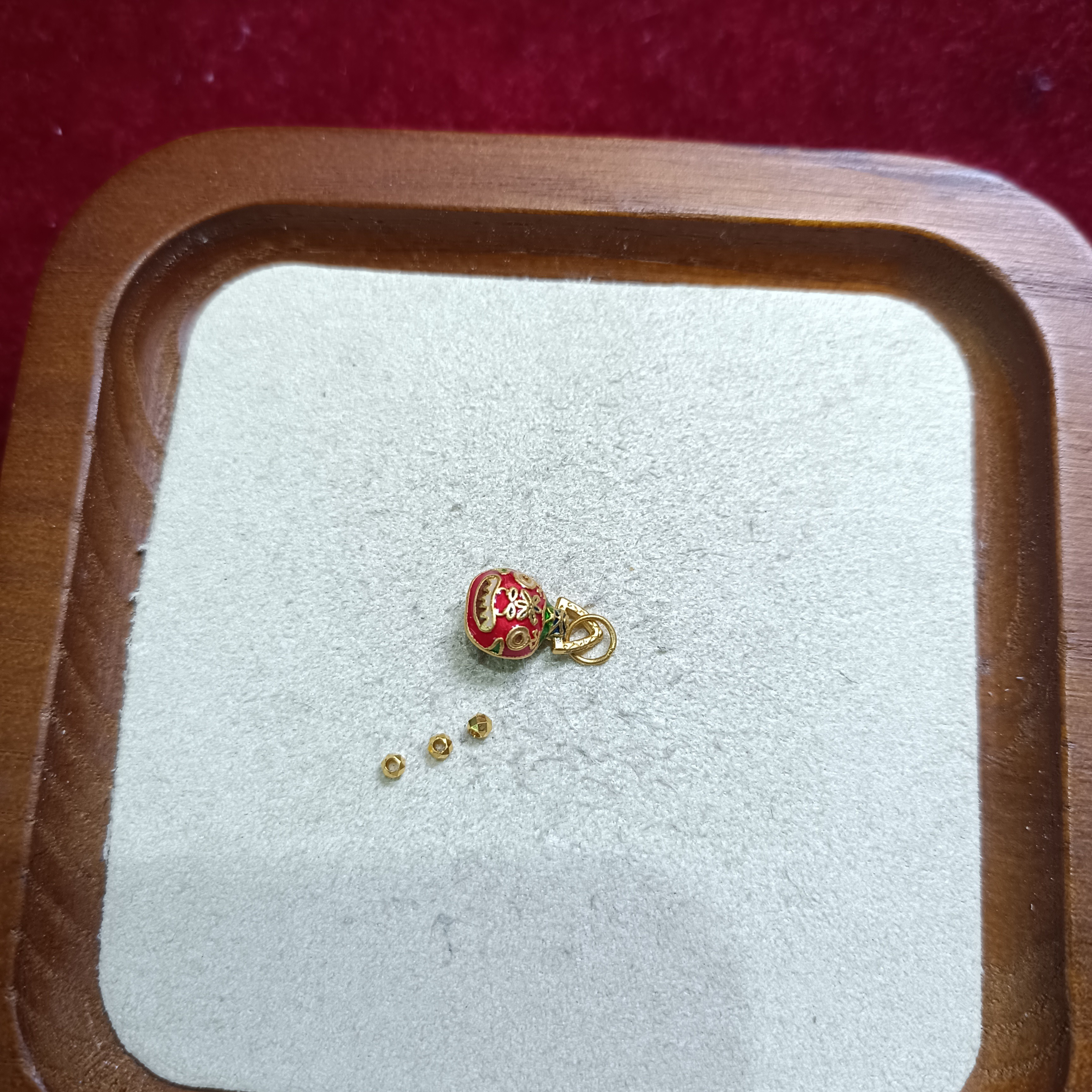 足金999硬金烧蓝吞金兽2m金珠0.572克吊坠