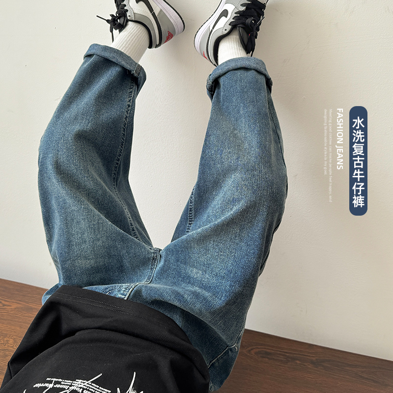 海妈家男童牛仔裤春秋新款儿童裤子男孩直筒长裤休闲裤大25aj06