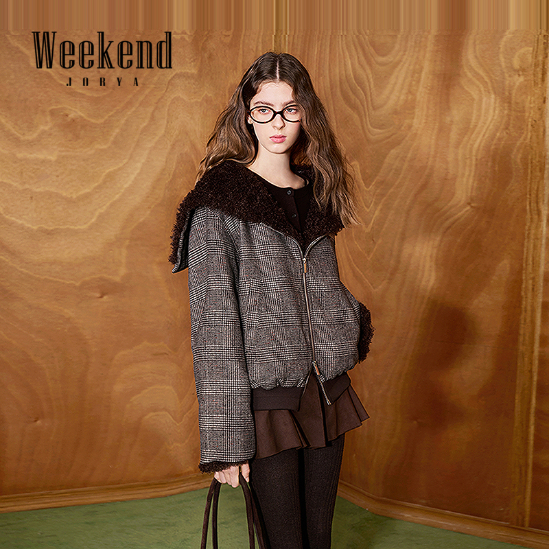 【商场同款】卓雅周末25冬新英伦学院风披肩仿泰迪绒短外套XRW6P04C