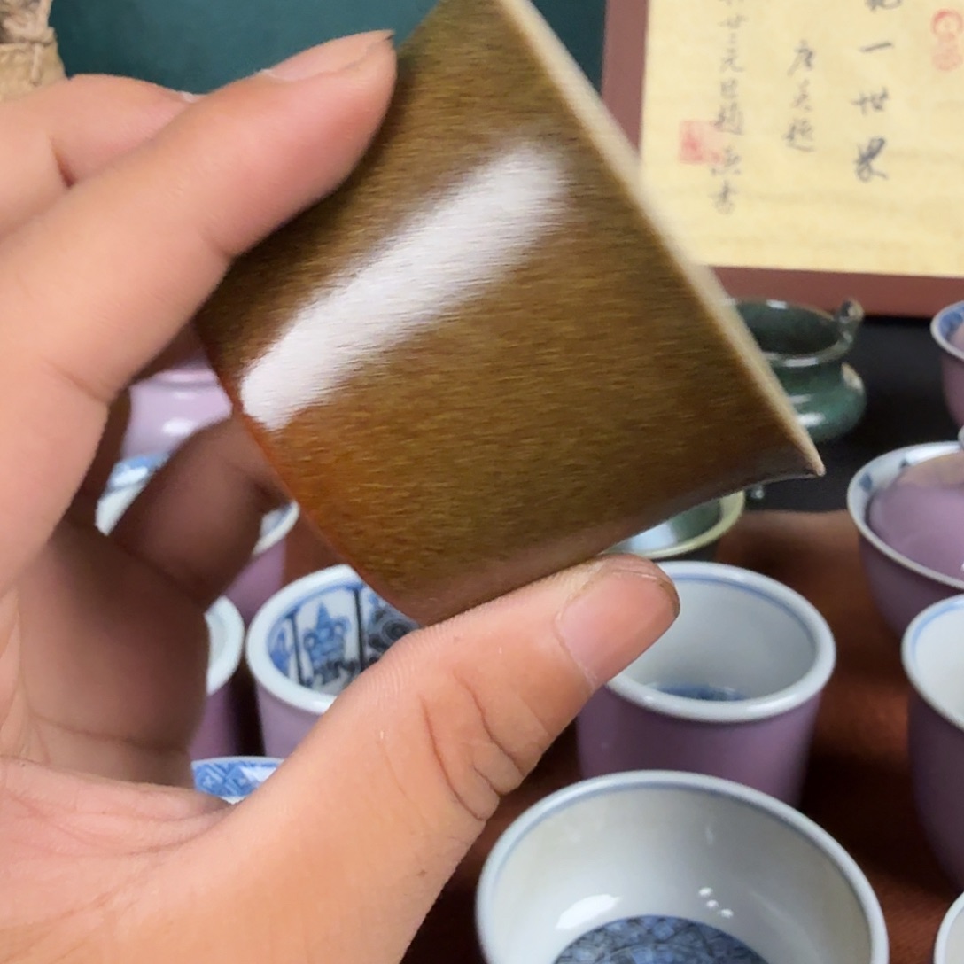 全原矿纯手工电气窑青花品茗杯