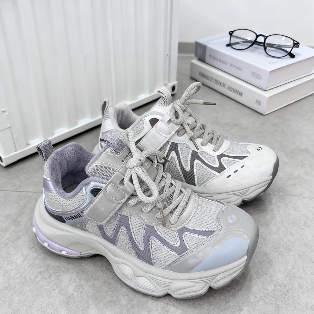 男女孩二棉皮面老爹休闲运动鞋王子D637-2