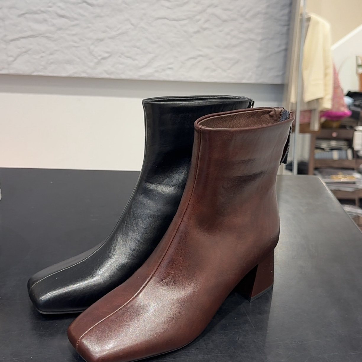 「雯姐家」2025新款秋冬方头短靴女粗跟高跟鞋女靴子韩版瘦瘦靴