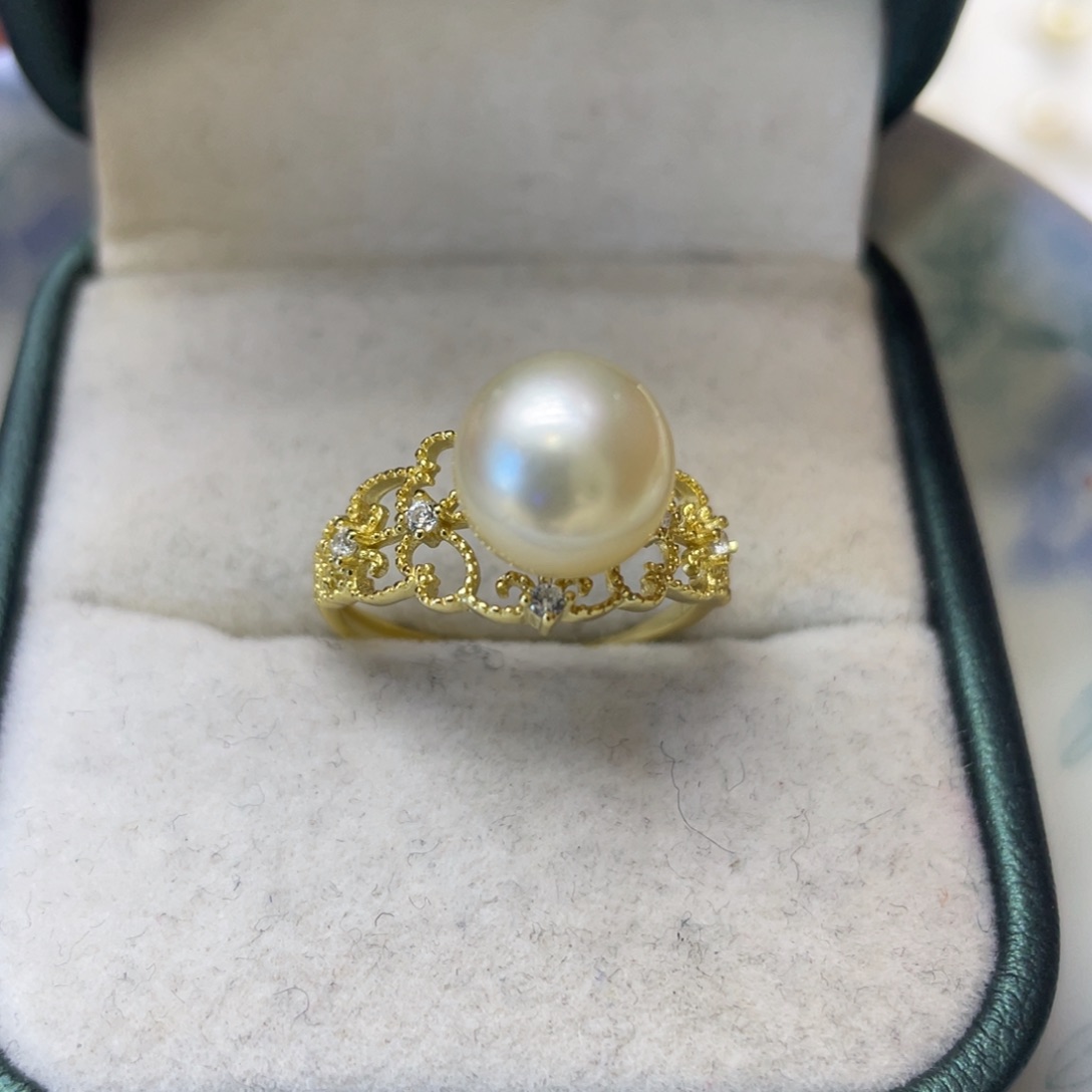 戒圈银S925镶嵌海水珍珠