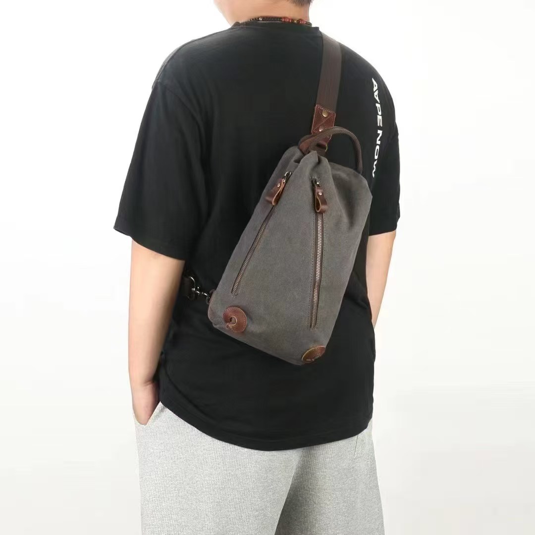 超百搭胸包简约百搭时尚男士户外复古潮流多功能肩包包胸【8162】