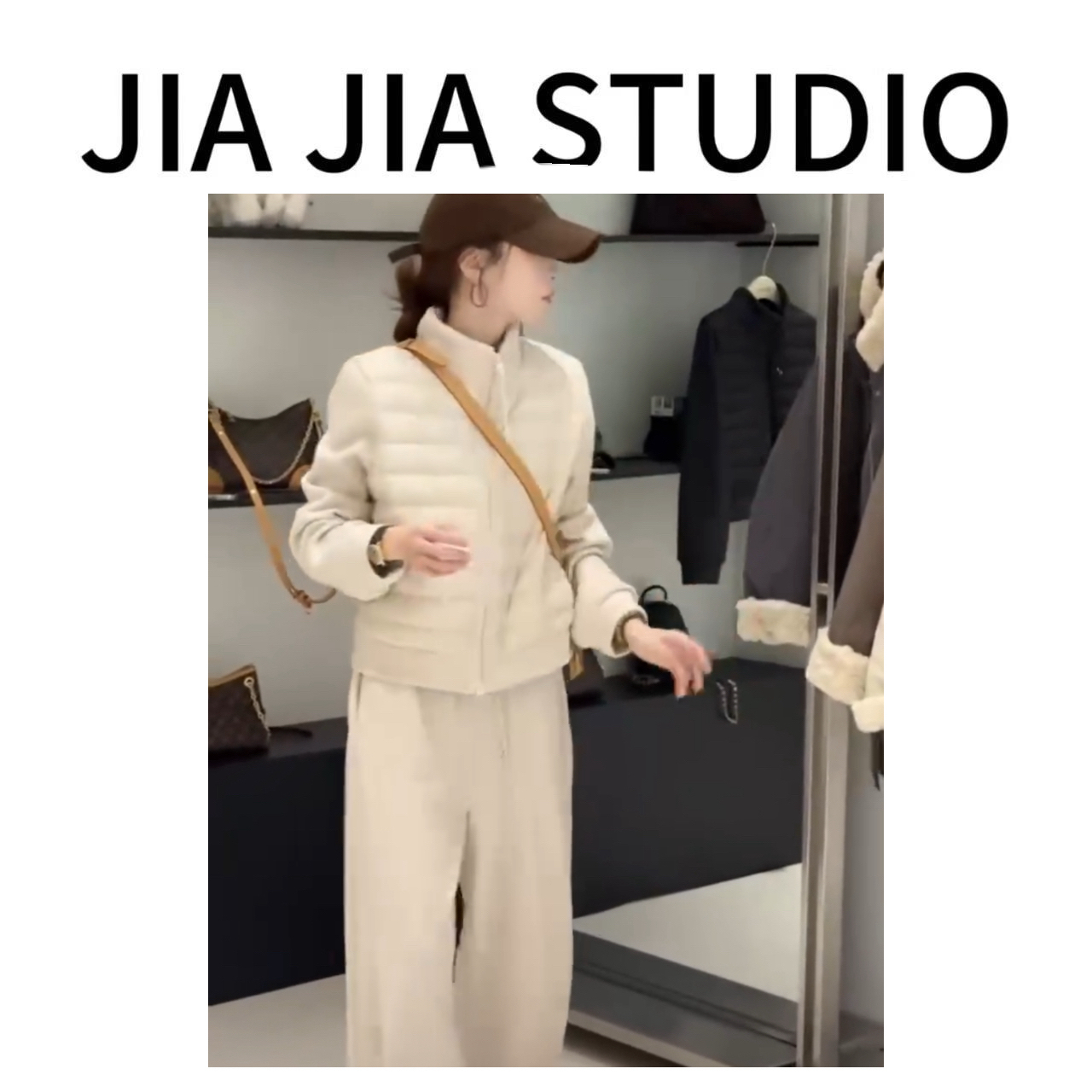 嘉嘉推荐#3055【冬季加厚款】韩版拼接排骨棉服两件套