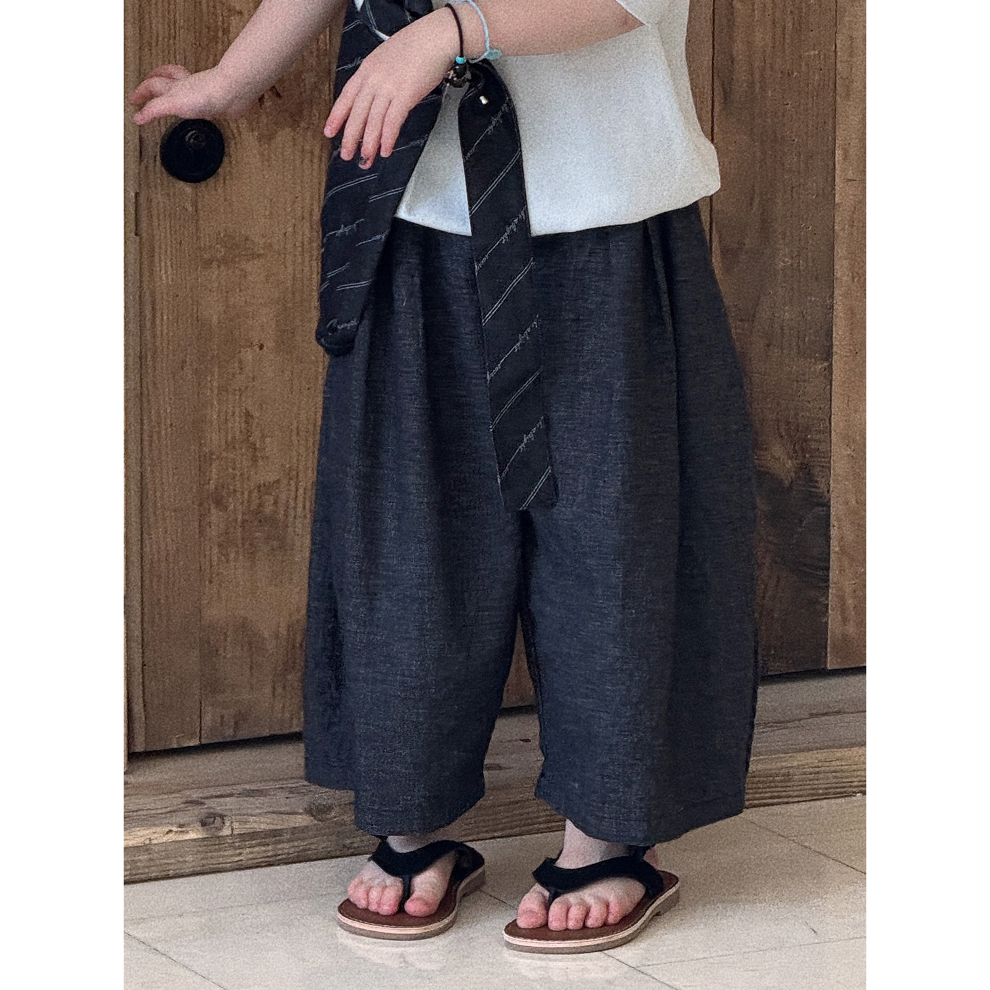 【特价No退换】：弥漫底片/2025夏韩垂感亚麻廓形九分裤男童2035