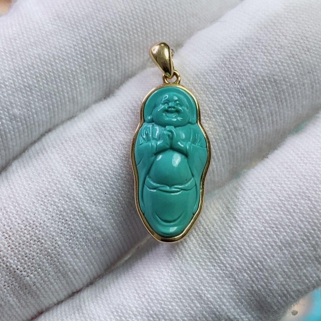 绿松石18K金镶嵌珠宝奇石