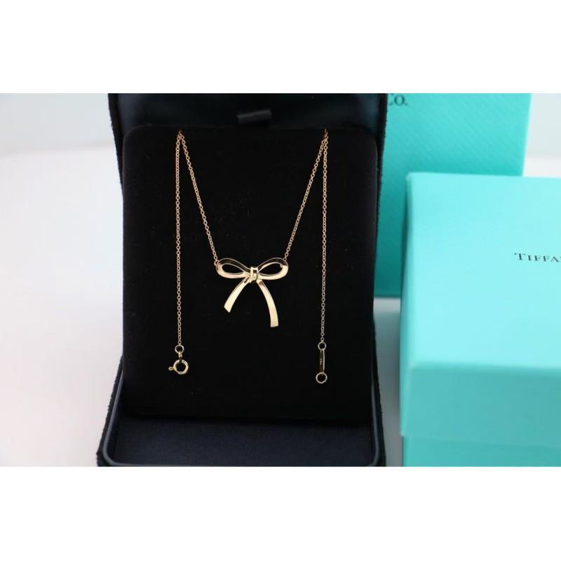99新 Tiffany & Co./蒂芙尼  黄金蝴蝶结中古项链
