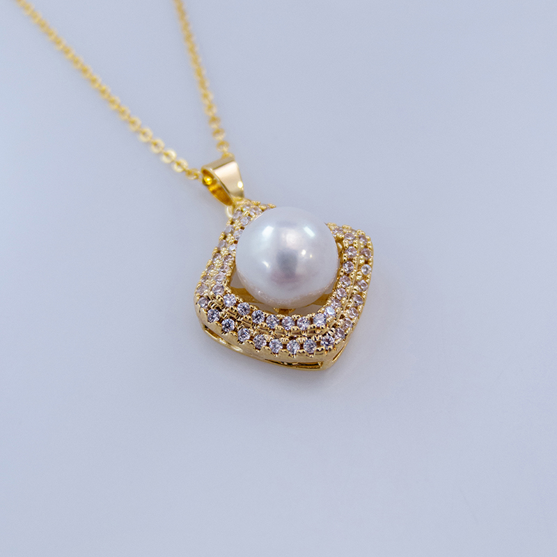 【觅野】天然淡水珍珠简约几何吊坠 国货之光爱迪生珍珠 A040 F