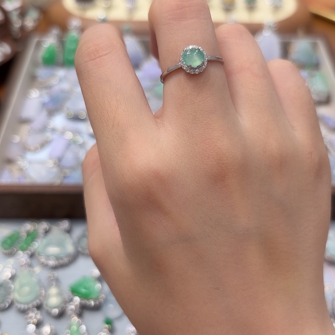 *****翡翠银S925镶嵌戒指