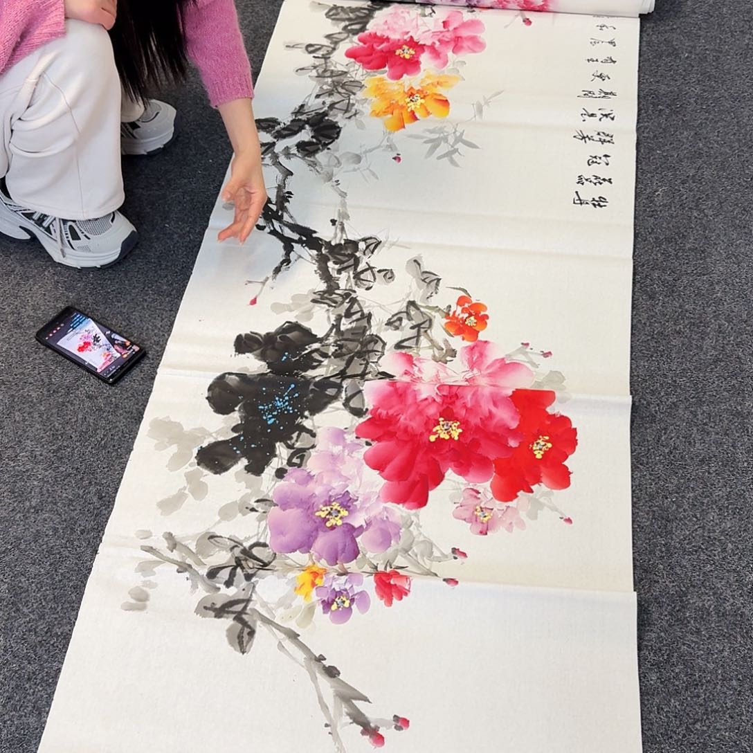 纯手绘国画作品好看小六尺