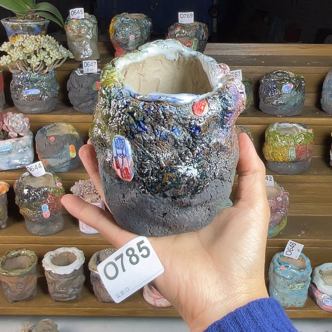 坛子姐花盆 小白孤品 内口6.5百搭 