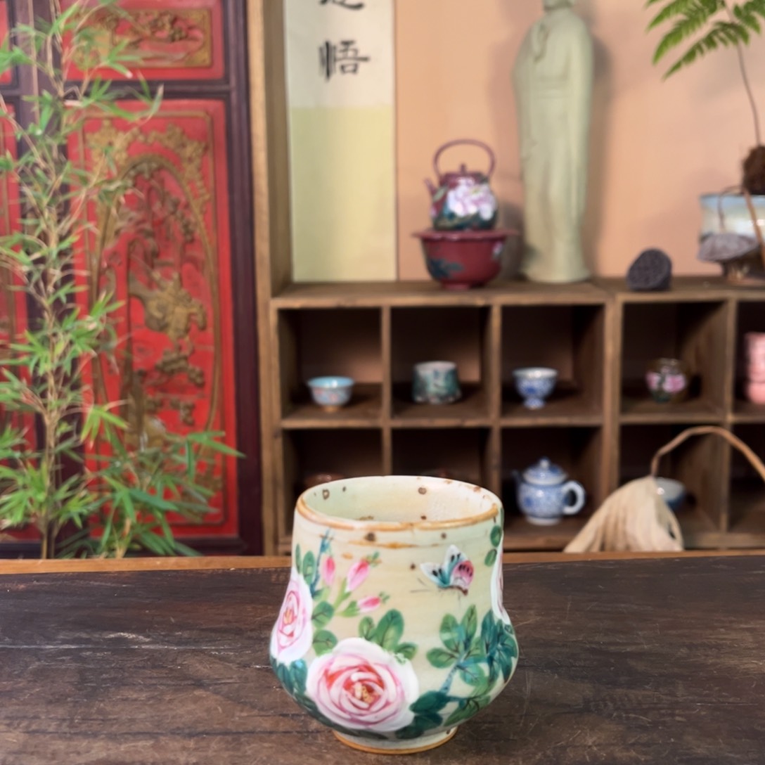 杯柴烧手工手绘陶瓷