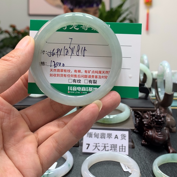 翡翠手镯未镶嵌睡***家天然翡翠手镯A7