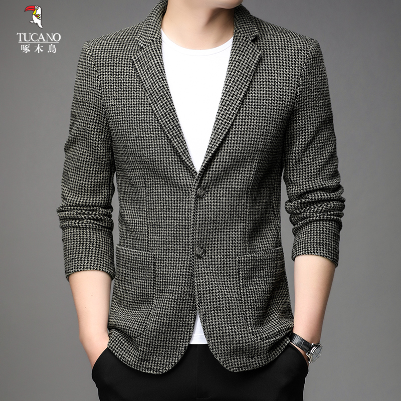 啄木鸟2025春季新款西装百搭亲肤柔软大气时尚潮流日常外套