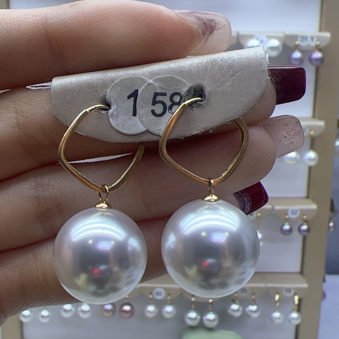淡水珍珠耳饰18K金镶嵌