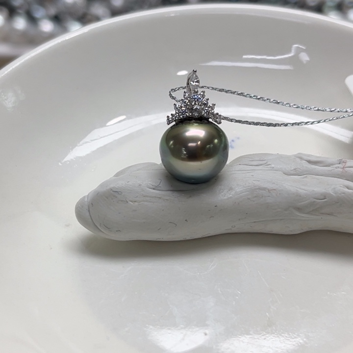 银S925镶嵌吊坠(不含链)海水珍珠11-12mm108号