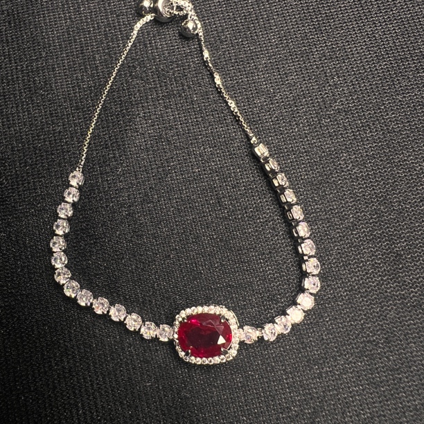 合金合成锆石手链 【高端潮玩】合成培育红宝手链-气质显白35