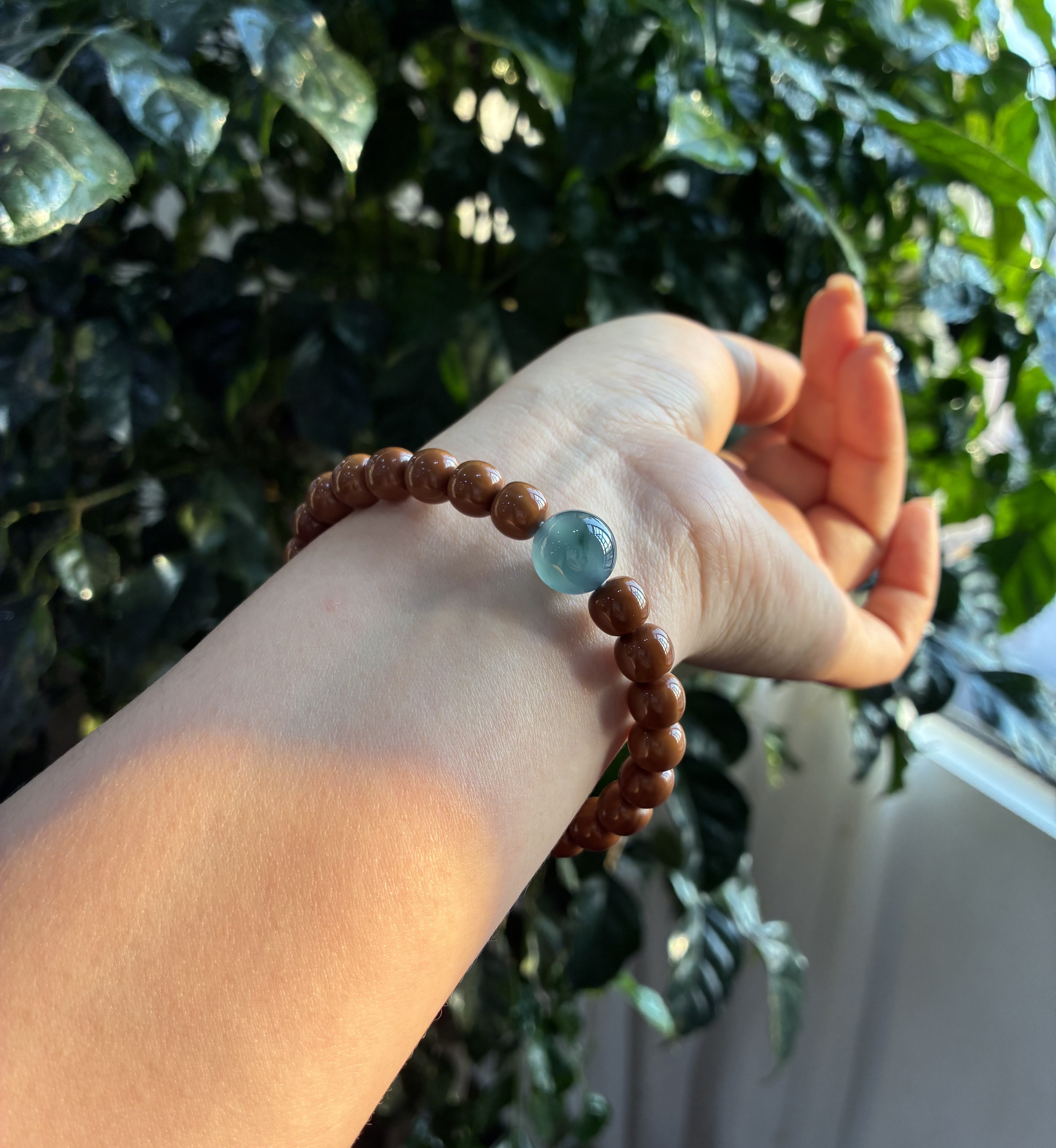 大禧珠宝天然翡翠冰蓝飘花单珠