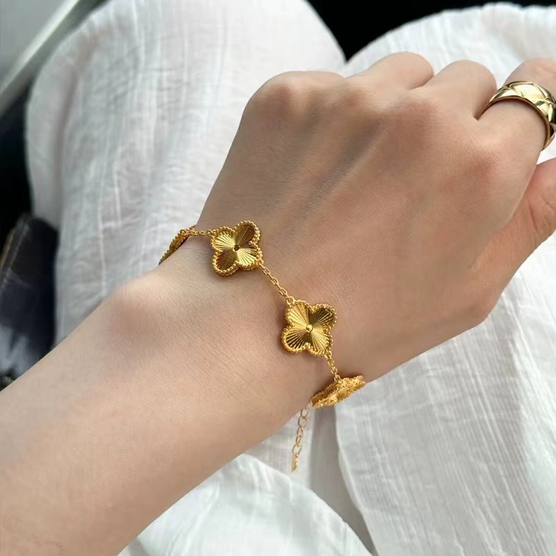 合金手链 金店同款新中式四叶草五花手链女新款轻奢小众精致