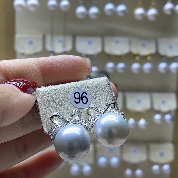 淡水珍珠耳饰银S925镶嵌
