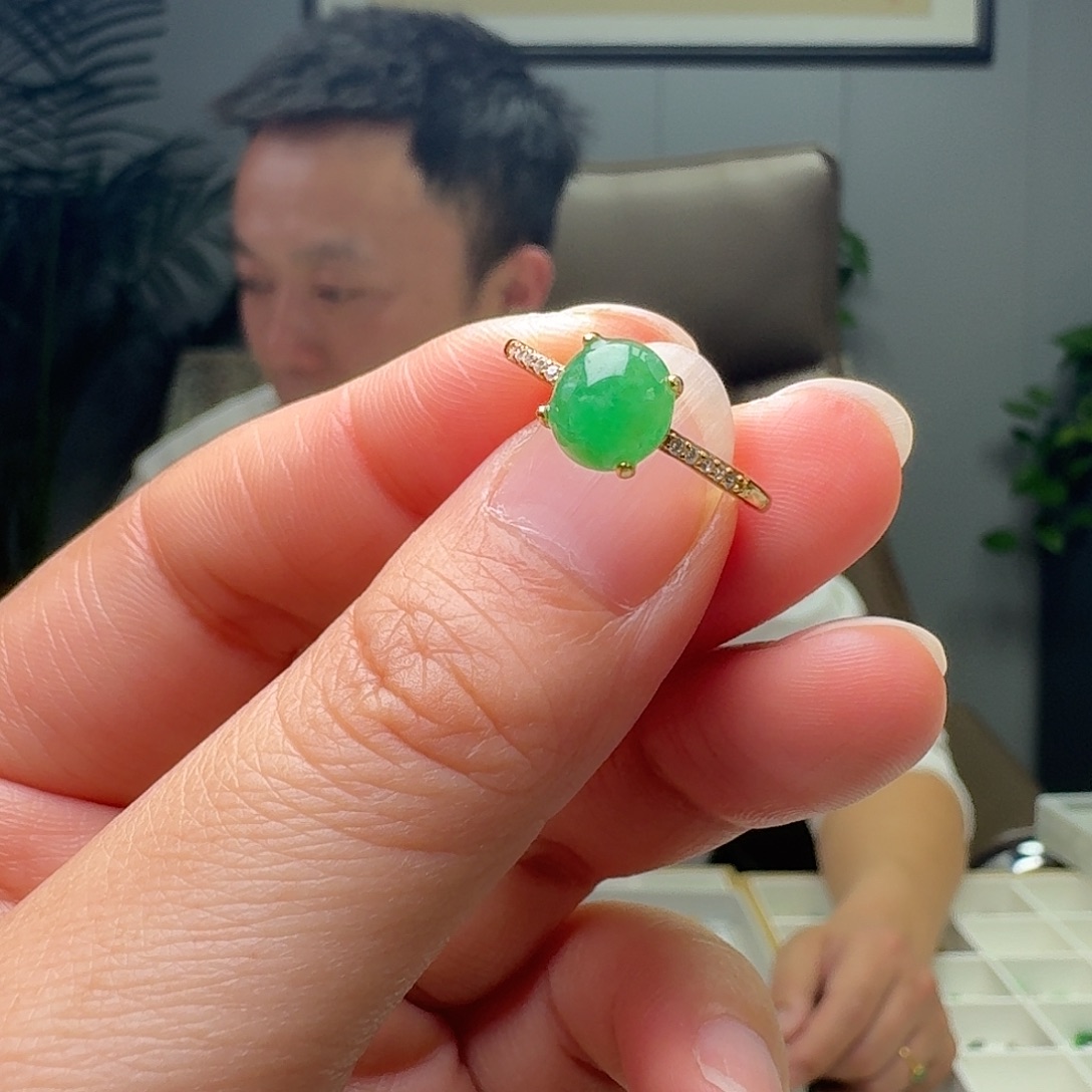 翡翠银S925镶嵌戒指天然