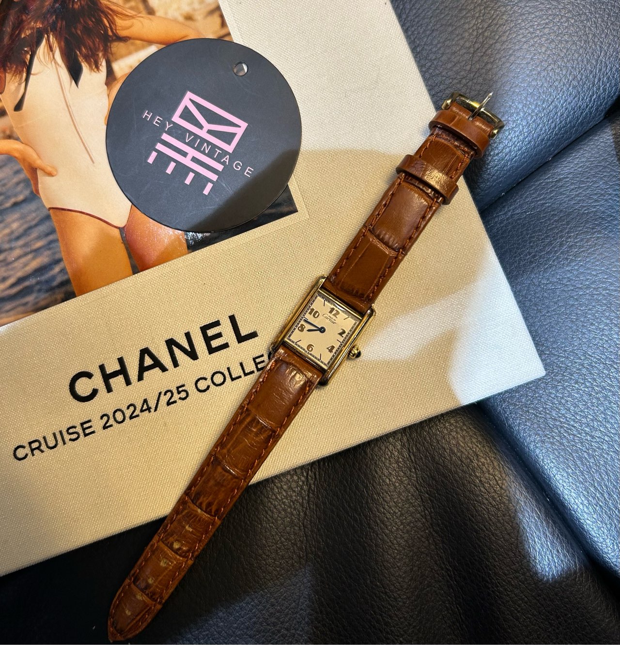 95新 Cartier/卡地亚 焦糖色表带坦克手表 10998531