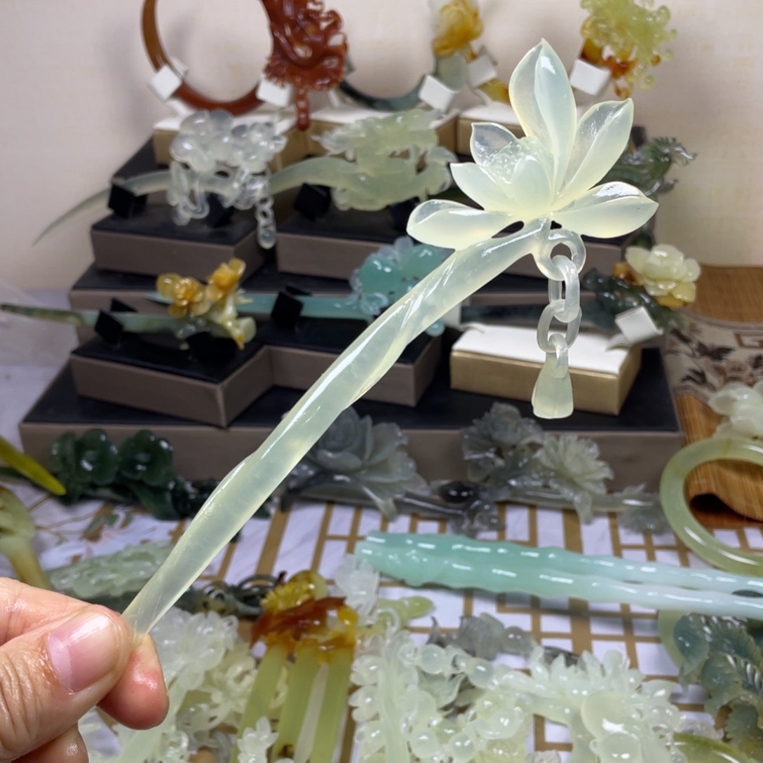 未镶嵌蛇纹石玉发饰