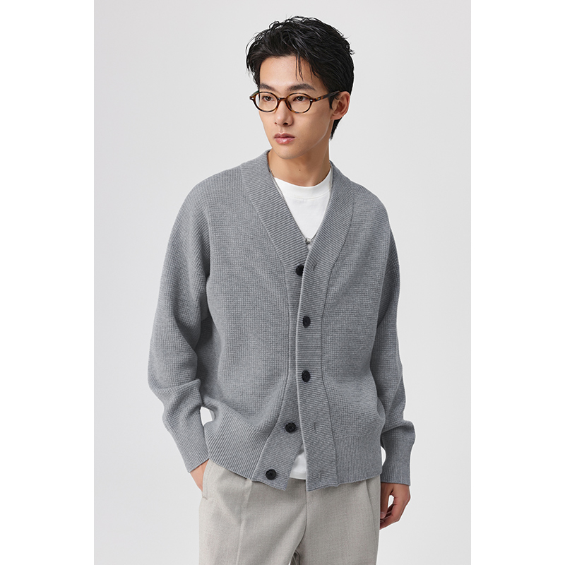 男士长袖开衫休闲百搭春秋复古针织衫简约宽松纯色日系毛衣GEZ11