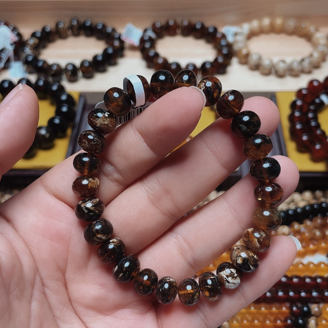 湖***红未镶嵌琥珀手链9mm