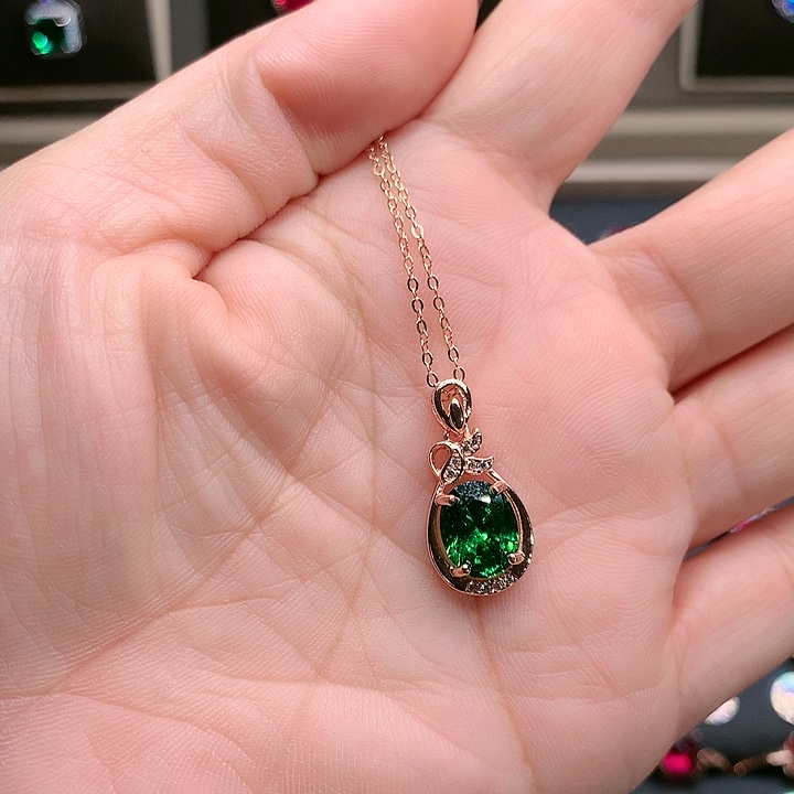 透辉石吊坠银S925镶嵌8.10