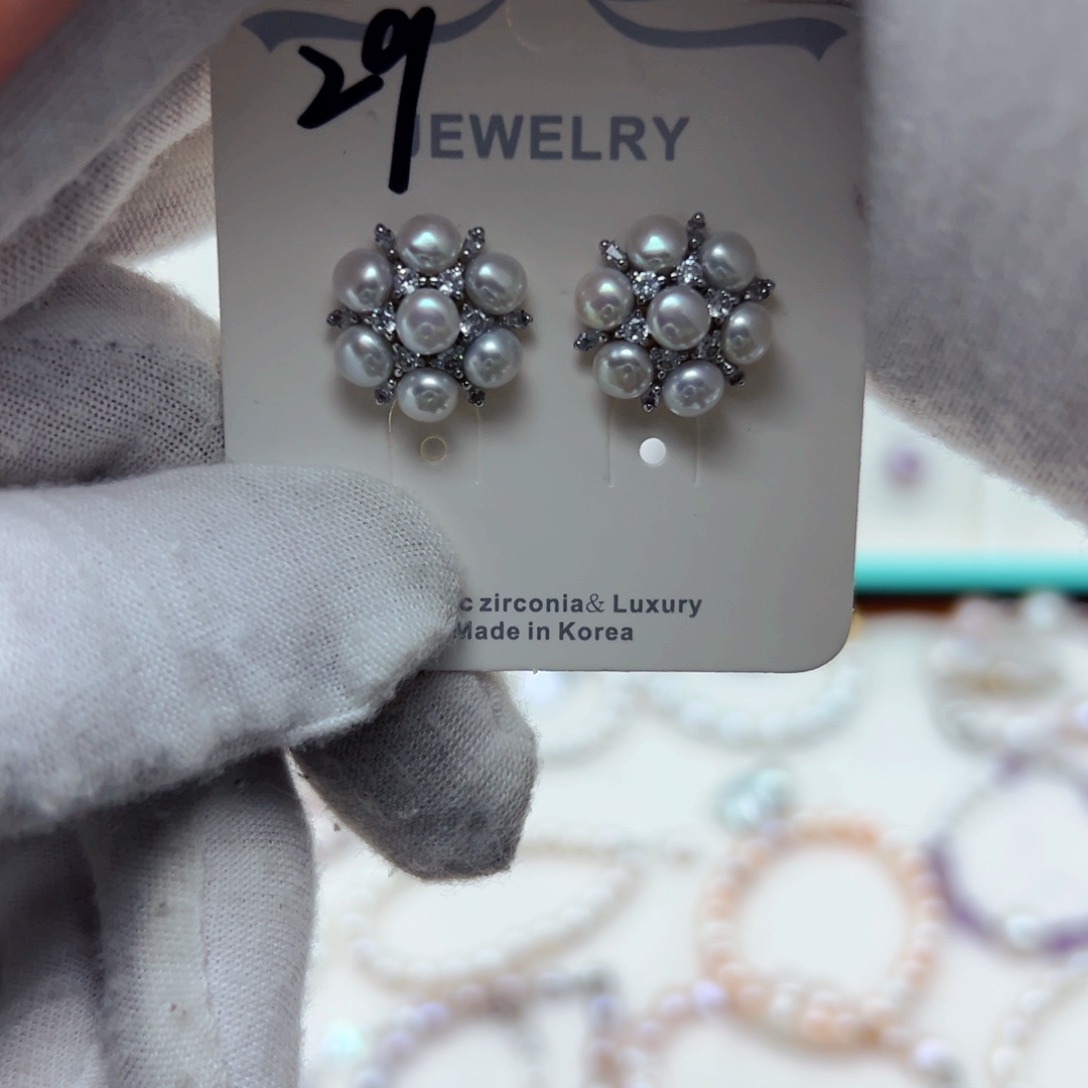 淡水珍珠耳钉合金