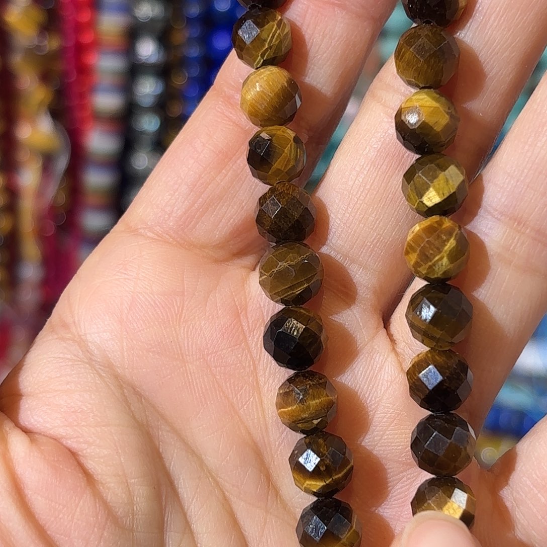 玛瑙/玉髓银S925镀金镶嵌珠宝半成品虎眼切面卡8一条