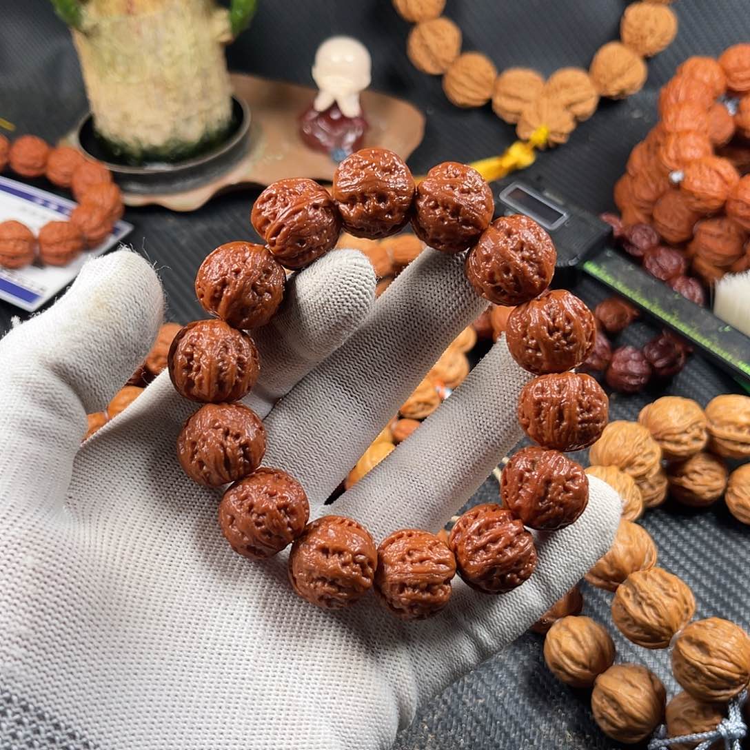 文玩核桃手串豪方肚凹底大粗筋525