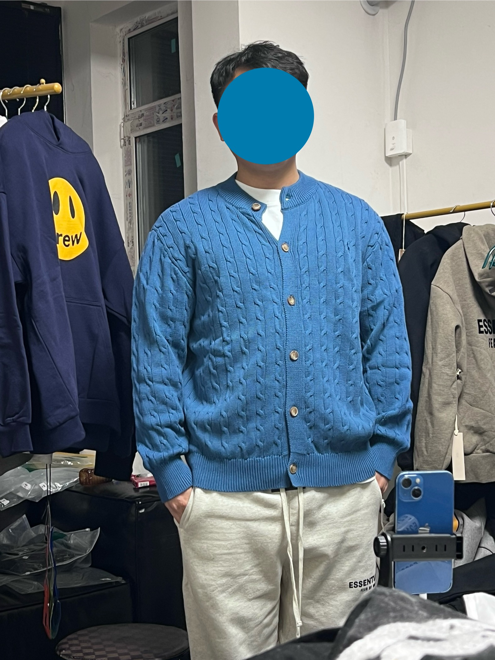 【富贵】麻花圆领开衫毛衣