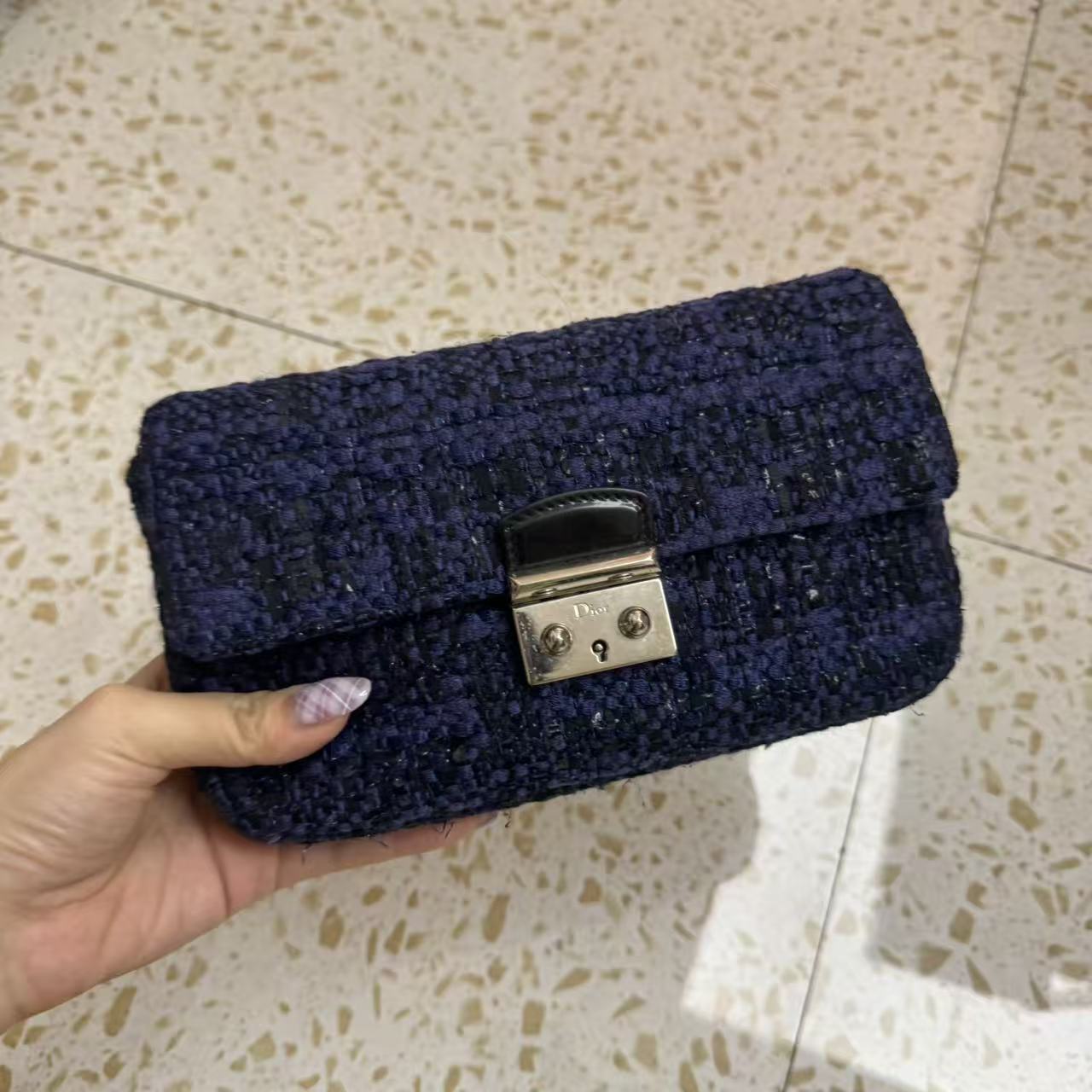 95新 DIOR/迪奥 迪奥蓝色翻盖6154/二奢包包