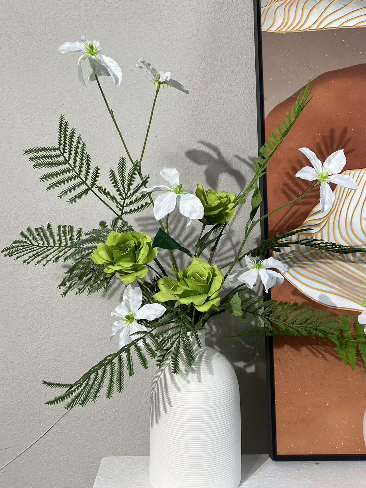 高级轻奢设计感仿真花束用于玄关软装家居装饰