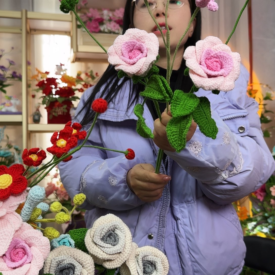 纯手工钩织钩织花束
