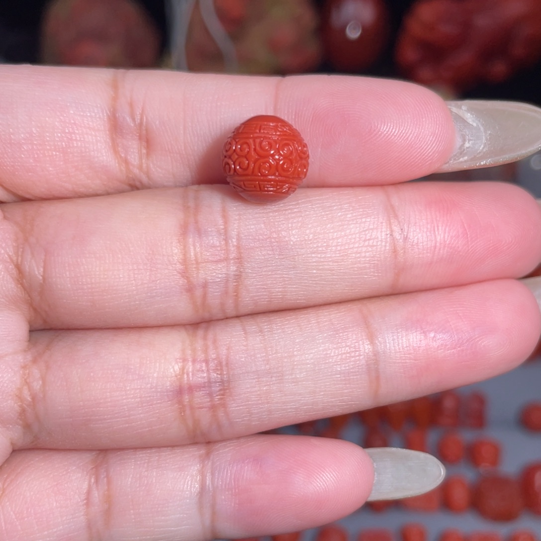 未镶嵌瓦西回纹珠10mm南红玛瑙