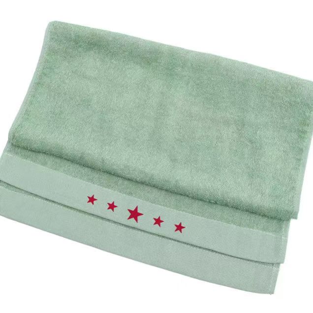绿色制式亲肤吸水毛巾全棉五星毛巾不掉毛
