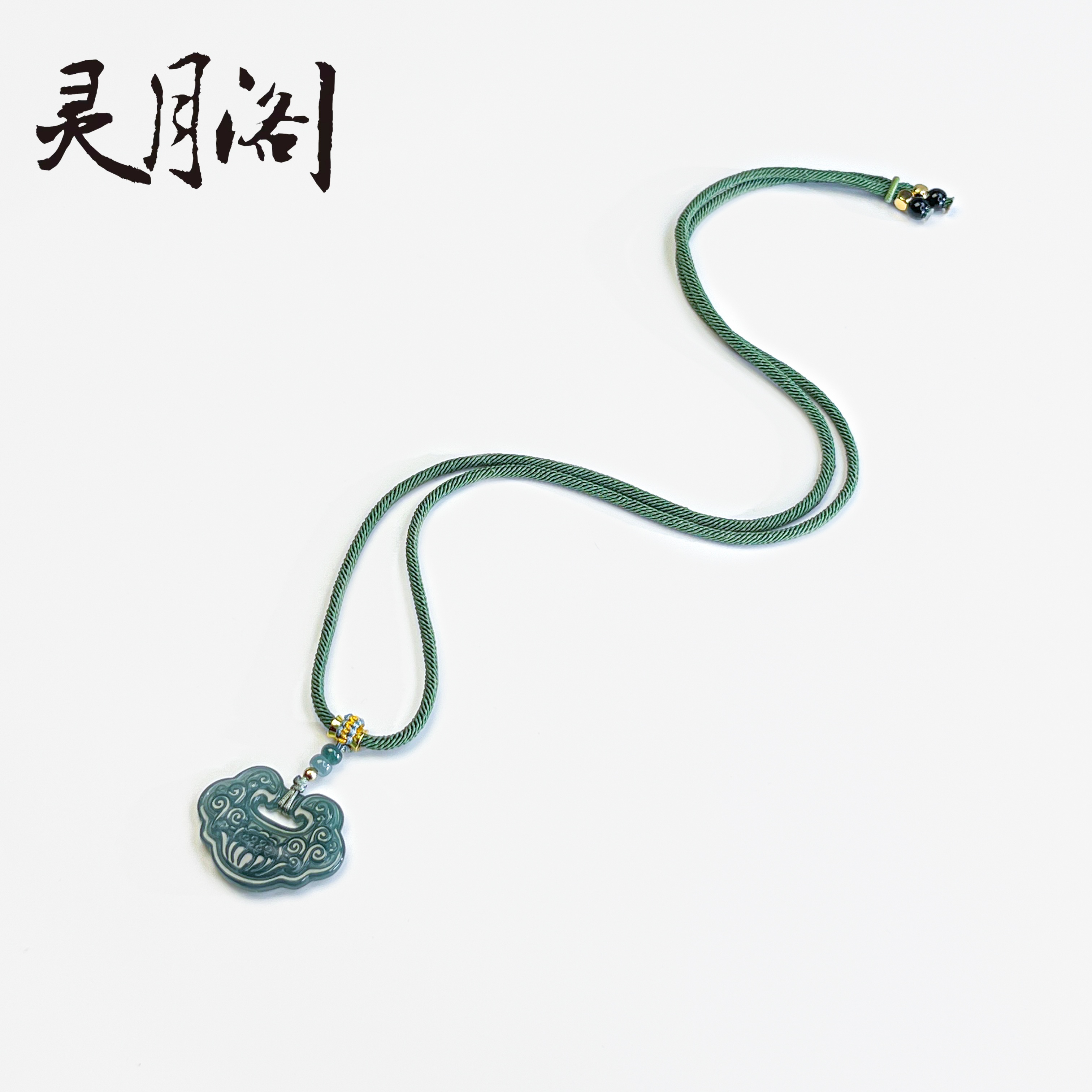 天然翡翠蓝水莲花如意项链款OAmm多样性发其一 FYX-B554