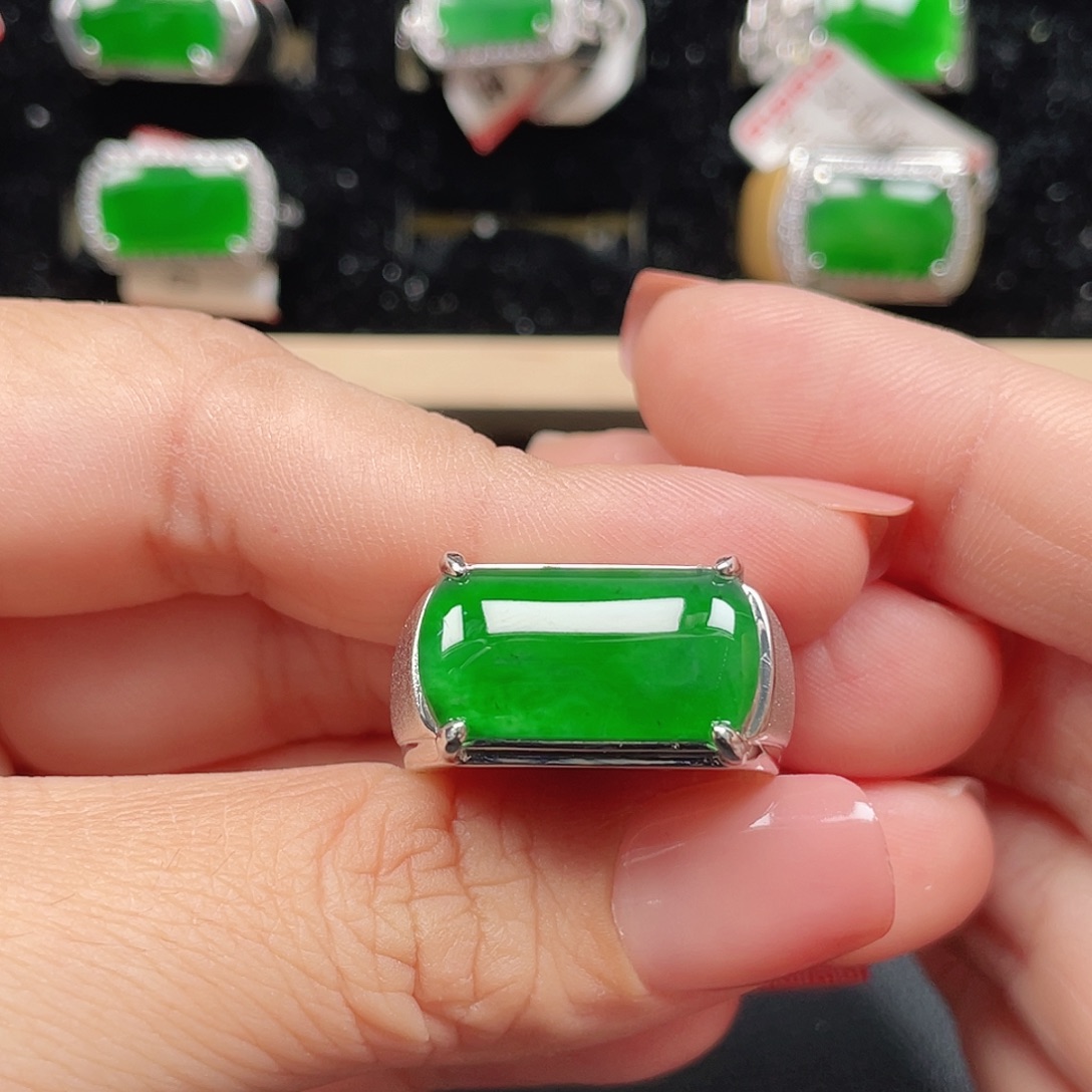 快***马翡翠银S925镶嵌戒指编号4083没运费险