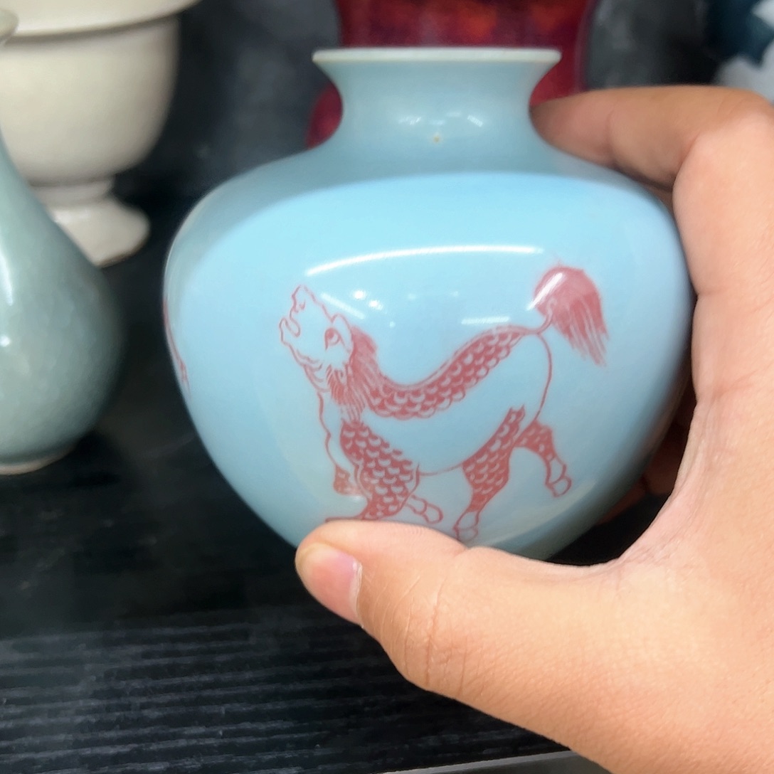 罐天蓝釉石榴尊，老的