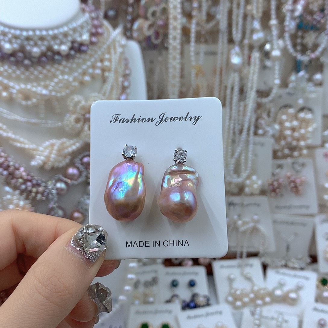 耳饰银S925镶嵌淡水珍珠