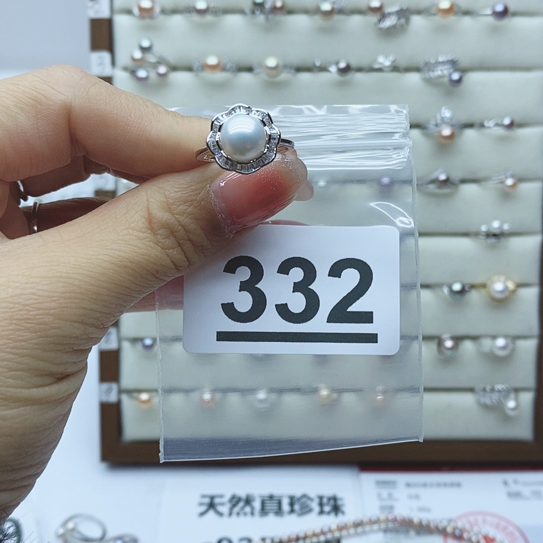 淡水珍珠戒指银S925镶嵌332