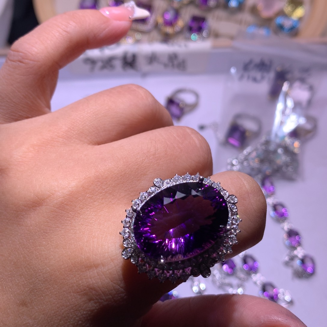 【闪购商品】银S925镶嵌戒指紫晶只**觉戒指