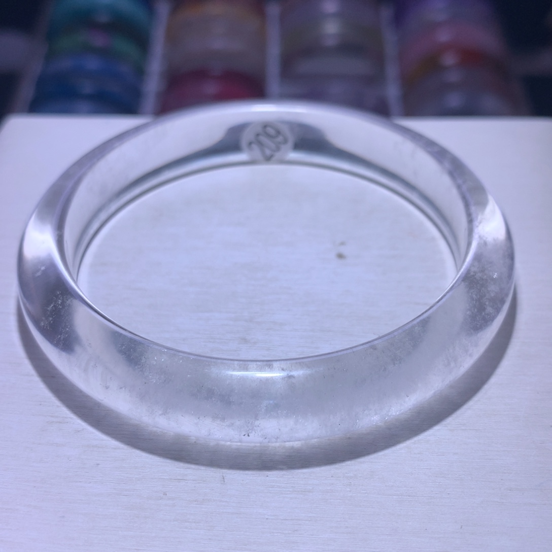 水晶手镯银S925镶嵌白水64.6圈209