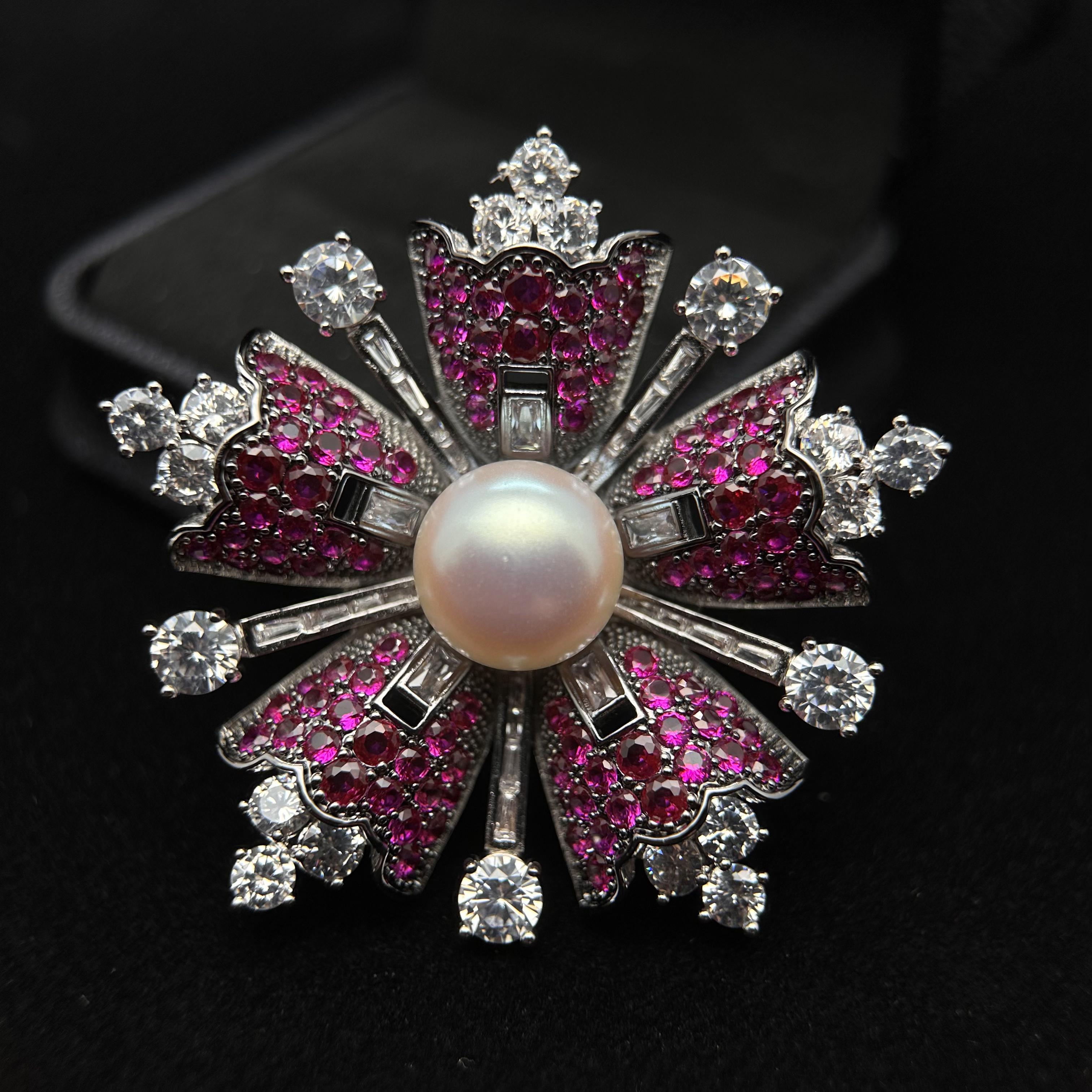   0378玫红色（大板）雪花勋章磁吸扣胸针